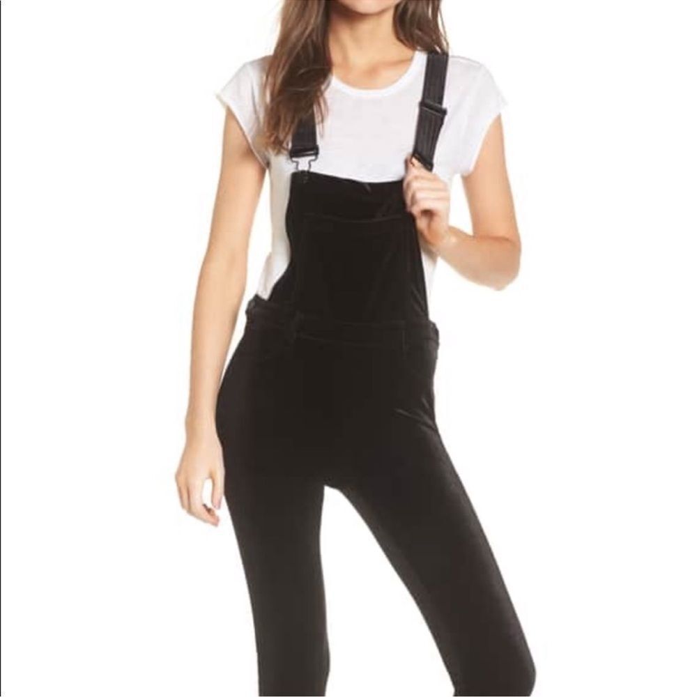 Revolve Blank NYC Black Velvet Skinny Overalls Women’s 24